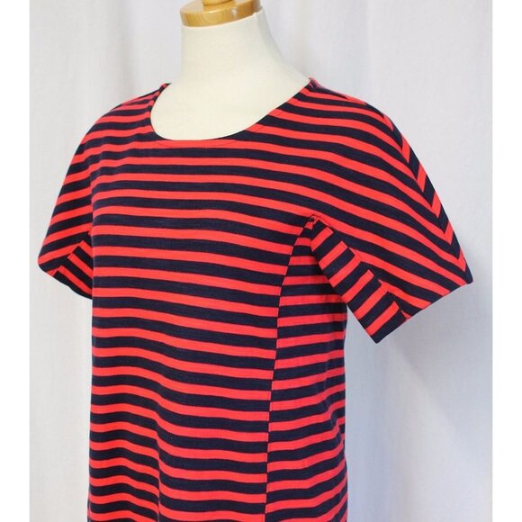 J CREW STRIPED T-SHIRT DRESS NAVY FIERY SUNSET SIZE SMALL NWT C6514 - Picture 3 of 4